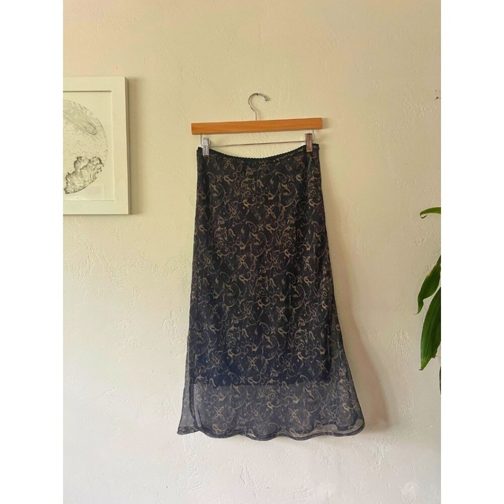 VINTAGE Floral Print Midi Skirt | Size S
